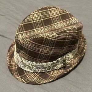 Plaid Brown and tan fedora